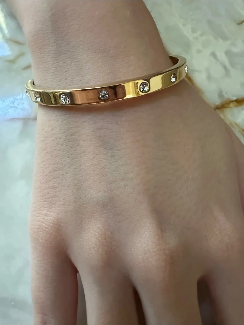 kate spade Gold Crystal-Studded Bangle Bracelet - Picture 1 of 9
